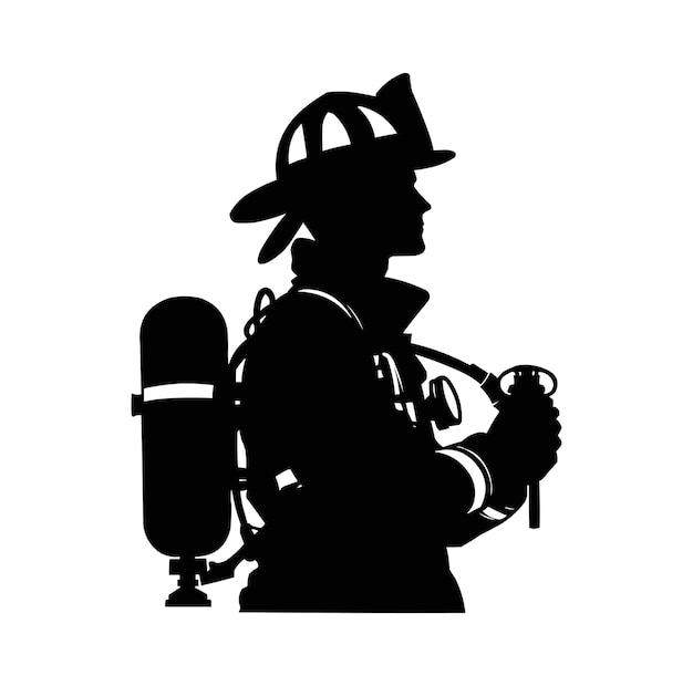 Vecteur les pompiers posent la silhouette vectorielle de l'illustrateur