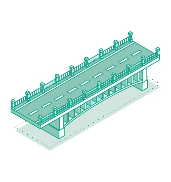 Pont De Contour Isométrique Illustration Vectorielle Icône De Route Infrastructure Urbaine Pont D'autoroute