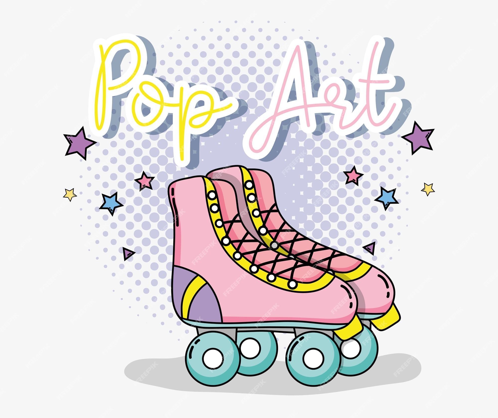 Pop Art Dessin Animé Mignon Patins à Roulettes Vector Illustration Design  Graphique | Vecteur Premium