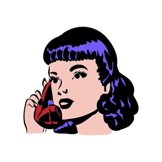 Pop Art Femme Parlant Au Téléphone Un Personnage De Bande Dessinée