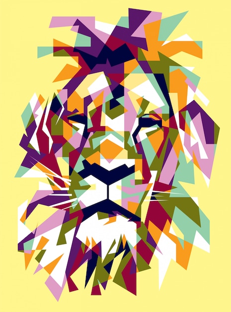 Vecteur pop art illustration tête de lion