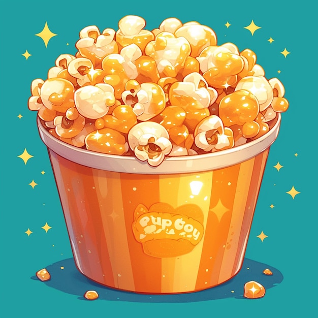 Vecteur pop-corn caramélisé croustillant sucré dans le style des dessins animés