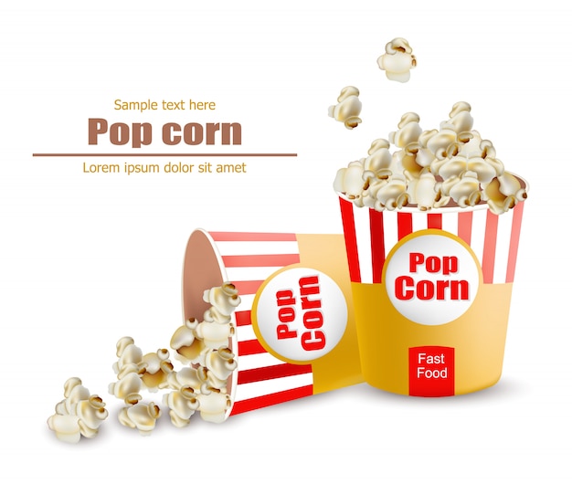 Pop-corn Réaliste Dans Une Boîte