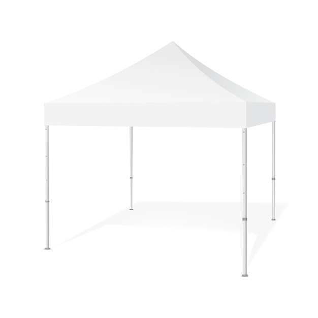 Vecteur pop up canopy tente chapiteau extérieur isolé sur fond blanc. équipement de foire commerciale. illustration
