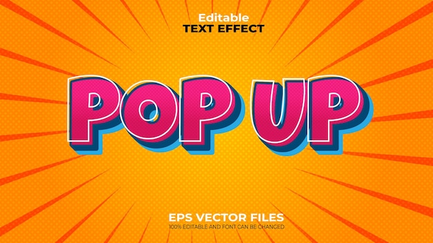 Vecteur pop up eps effet de texte modifiable et police peuvent être modifiés