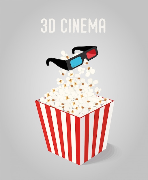 Popcorn En Boîte Avec Des Lunettes 3d Pour Le Cinéma