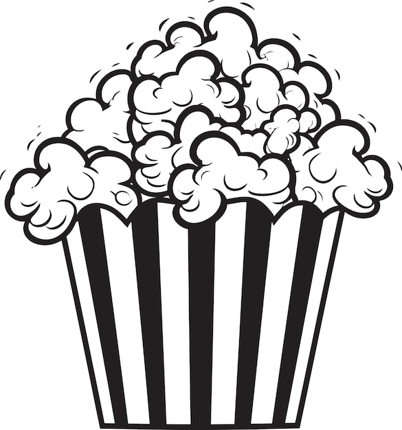 Vecteur popcorn panorama symbole noir emblématique pour une collation exquise gratification gourmande bûche noire élégante