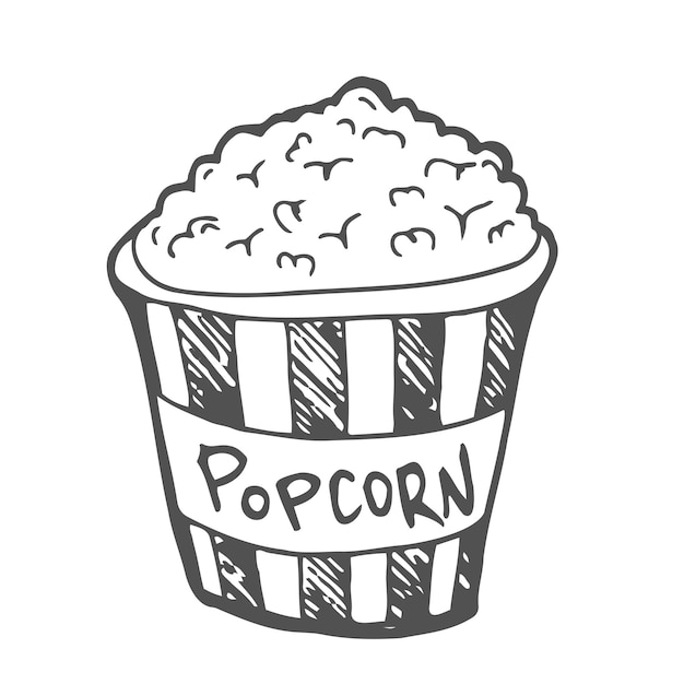 Popcorn Vector Illustration Linéaire Dessin De Style Doodle