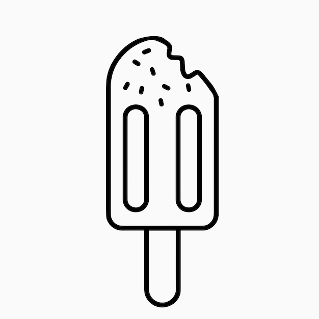 Popsicle Art de ligne de morsure Vector sur un fond blanc