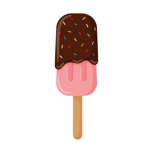 Popsicle rose avec glaçage au chocolat et pépites décoratives