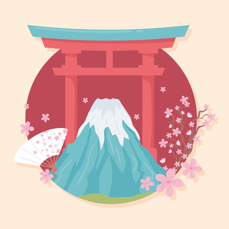 Vecteur porte du mont fuji et du japon