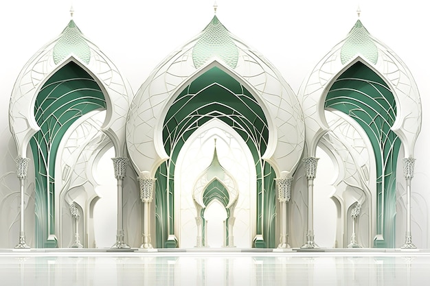 Vecteur porte de la mosquée de conception islamique pour le fond de salut ramadan kareem