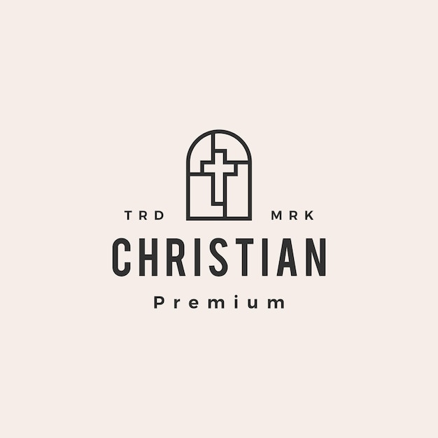 Porte De Niche Logo Vintage Croix Chrétienne Hipster