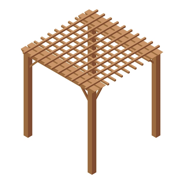 Porte pergola icône vecteur isométrique construction de maison toit en bois