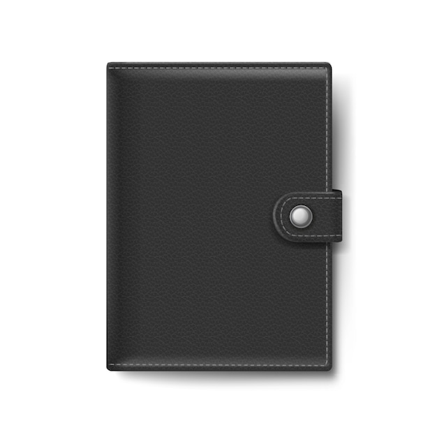 Vecteur portefeuille en cuir noir isolé sur fond blanc
