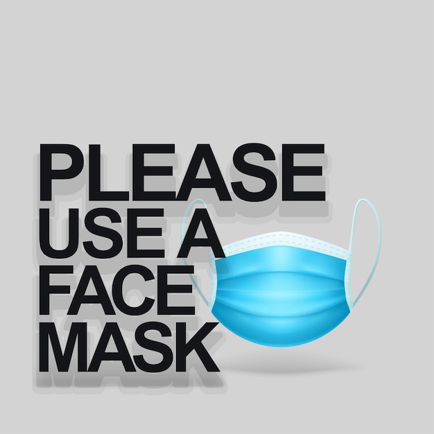 Porter Une Vue De Face De Signe De Masque Facial Réaliste Avec Du Texte