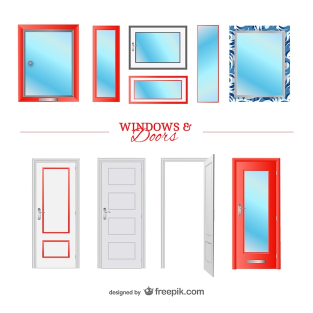 Vecteur portes et fenêtres éléments vectoriels