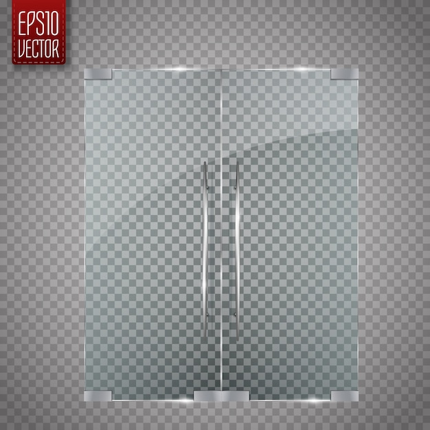 Portes En Verre Isolées Sur Transparent.