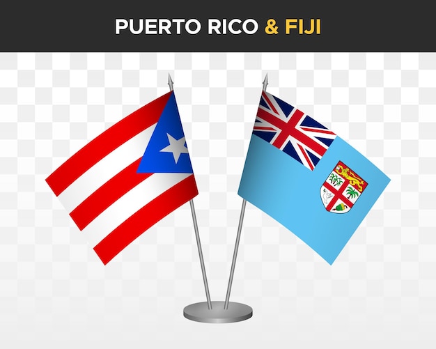 Porto Rico Vs Fidji Maquette De Drapeaux De Bureau Isolé 3d Drapeaux De Table D'illustration Vectorielle