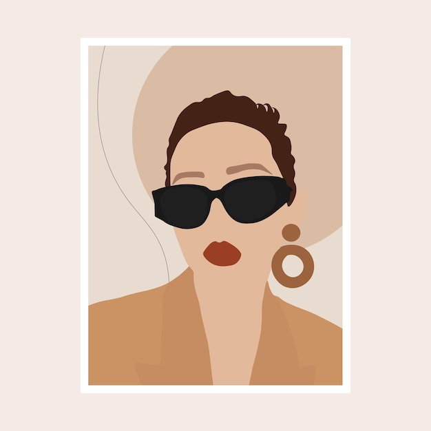 Vecteur portrait abstrait de belle femme avec illustration de lunettes