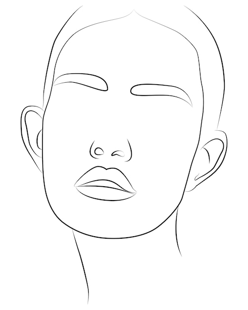 Vecteur portrait au trait dessin d'une femme dessin artistique de la ligne du visage féminin illustration féminine minimaliste pour décoration murale affiche imprimée réseaux sociaux art féminin abstrait