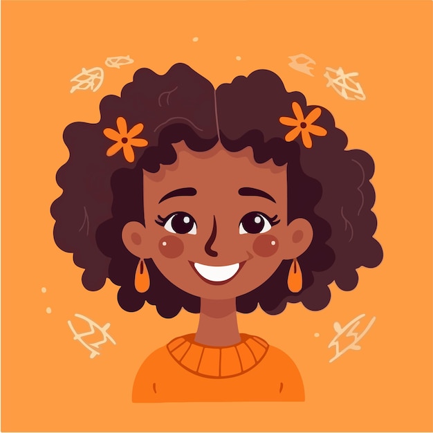 Vecteur a portrait et avatar de fille rire et joie sourire et calme diversité de personnages