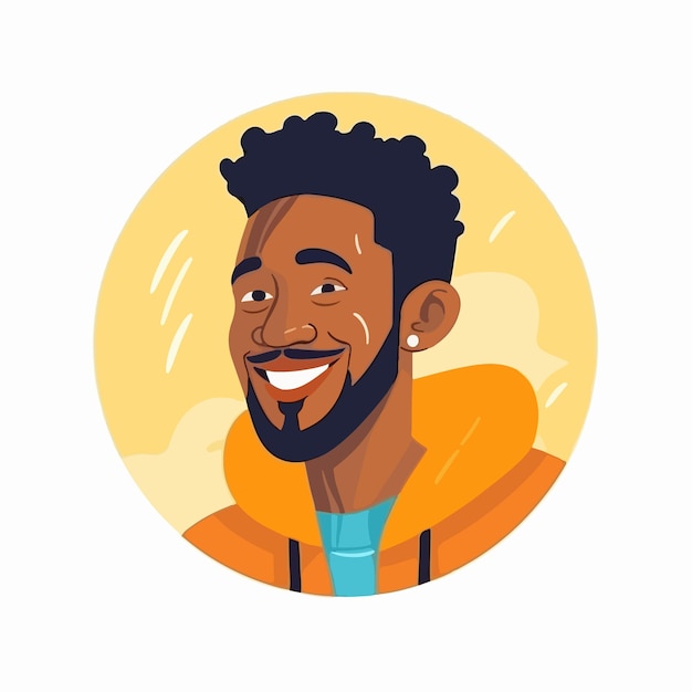 Vecteur a portrait et avatar d'un homme rire et joie sourire et calme diversité de personnages