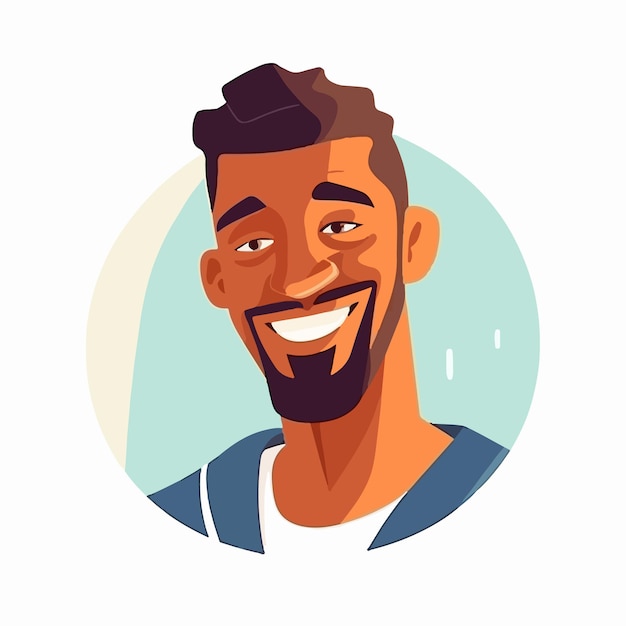 Vecteur a portrait et avatar d'un homme rire et joie sourire et calme diversité de personnages