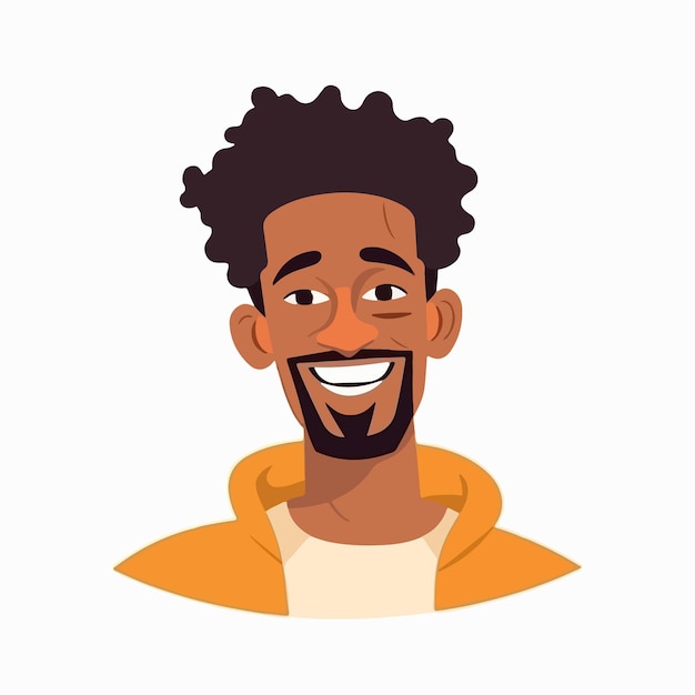 Vecteur a portrait et avatar d'un homme rire et joie sourire et calme diversité de personnages