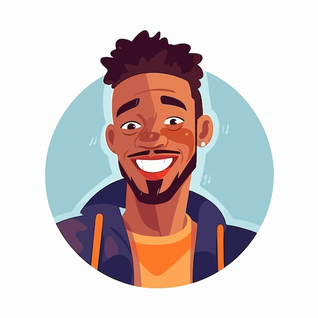 Vecteur a portrait et avatar d'un homme rire et joie sourire et calme diversité de personnages