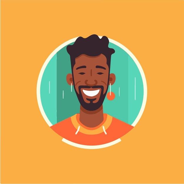 Vecteur a portrait et avatar d'un homme rire et joie sourire et calme diversité de personnages