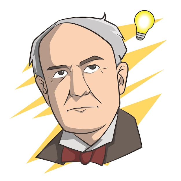 Portrait de bande dessinée de Thomas Alva Edison