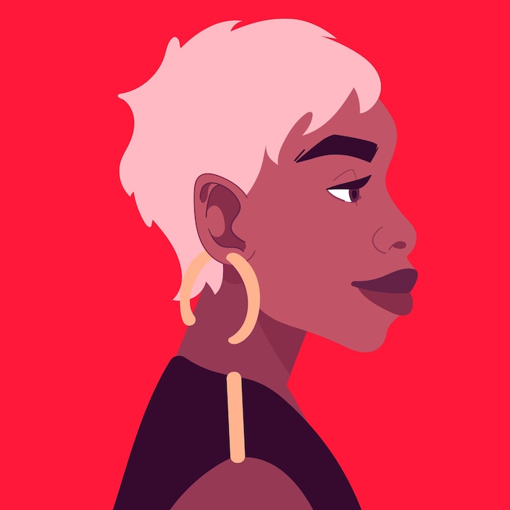 Vecteur portrait d'une belle femme africaine avec une courte coupe de cheveux blonde et de grandes boucles d'oreilles