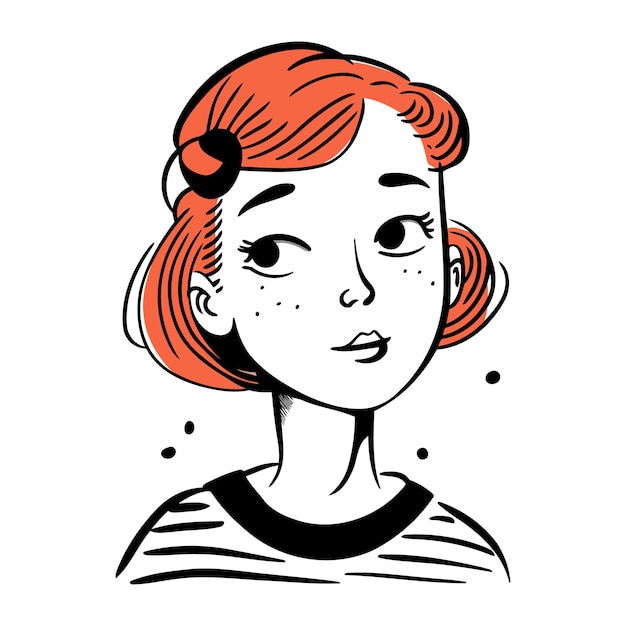 Vecteur portrait d'une belle fille aux cheveux roux illustration vectorielle