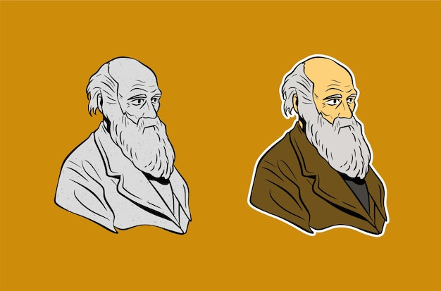 Vecteur portrait de charles darwin illustration de dessin animé