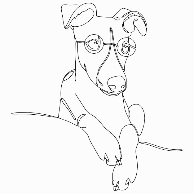 Portrait d'un chien en une seule ligne Whippet