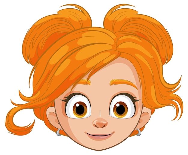 Vecteur portrait de dessin animé d'une fille rousse joyeuse