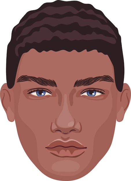 Vecteur portrait détaillé de beau mâle africain. avatar réaliste de jeune homme adulte.
