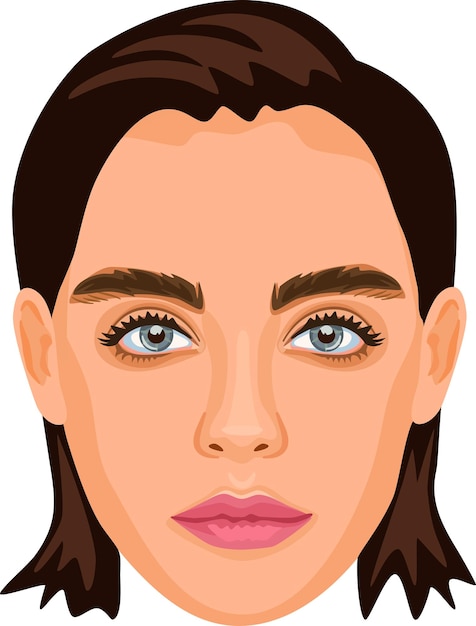 Vecteur portrait détaillé d'une jeune femme brune avatar réaliste d'une belle femme visage vectoriel