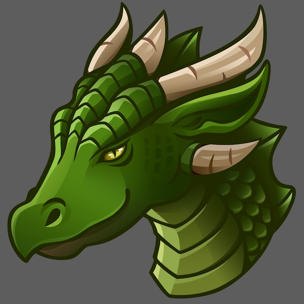 Vecteur portrait de dragon vert