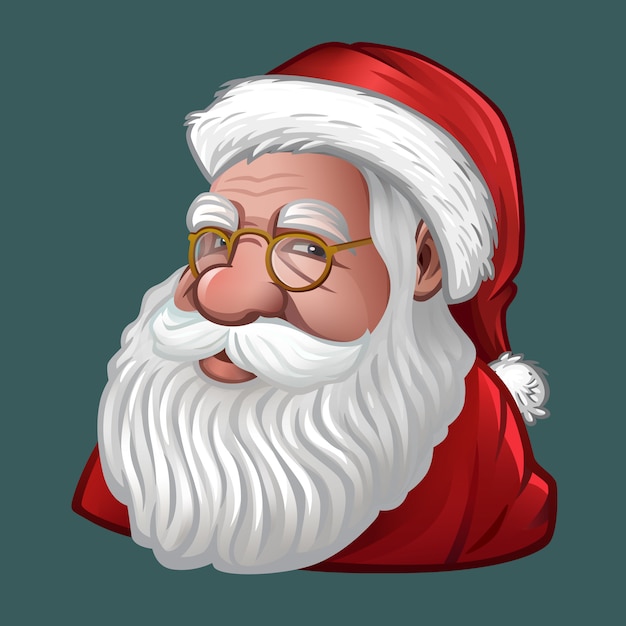 Portrait Du Père Noël Avec Barbe Et Bonnet Rouge