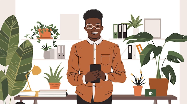 Vecteur portrait d'un employé de bureau afro-américain souriant