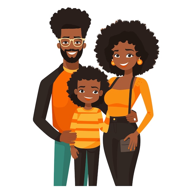 Portrait de famille afro-américaine souriante ensemble vêtu brillamment bonheur ethnique père