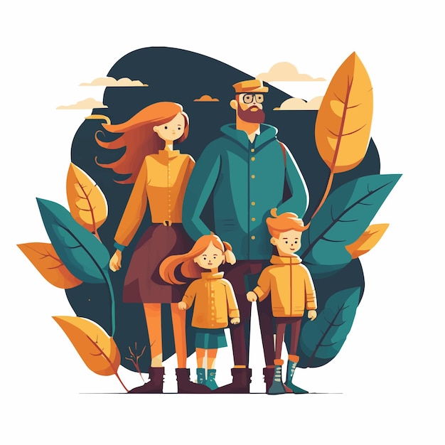 Vecteur portrait de famille heureux avec enfants parent love illustration vectorielle plane moderne