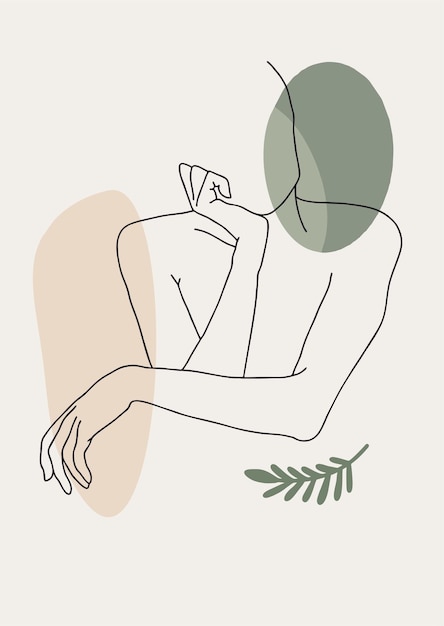 Vecteur portrait de femme abstrait dessiné à la main