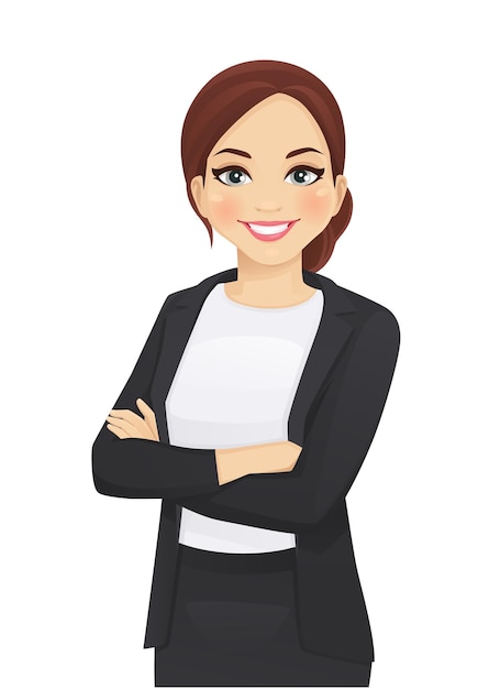 Portrait de femme d'affaires élégante avec les bras croisés illustration vectorielle isolé