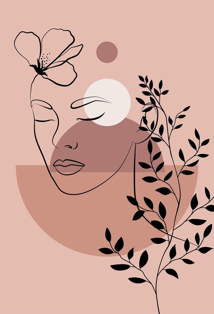 Portrait d'une femme Dessin linéaire vectoriel féminin minimaliste moderne