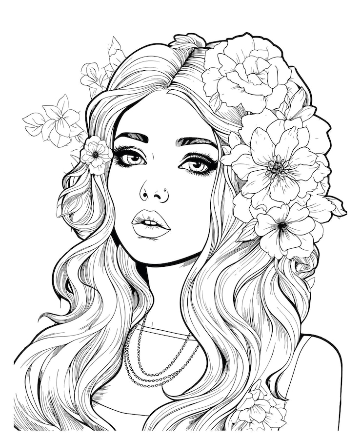Vecteur portrait d'une fille adulte