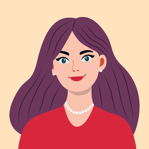 Portrait d'une fille Illustration vectorielle plate