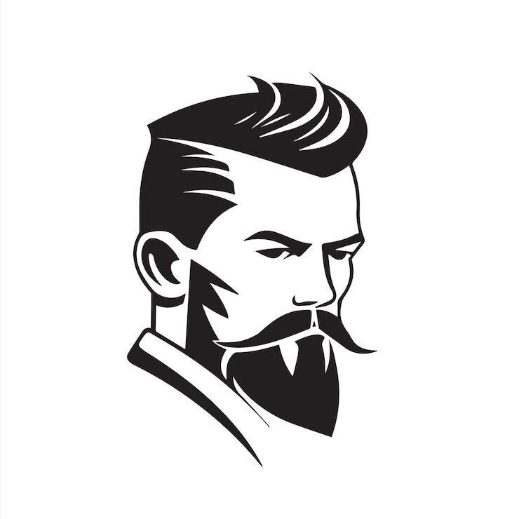 Vecteur un portrait fringant d'un homme élégant avec une coupe de cheveux suave, une barbe soignée et une moustache pointue